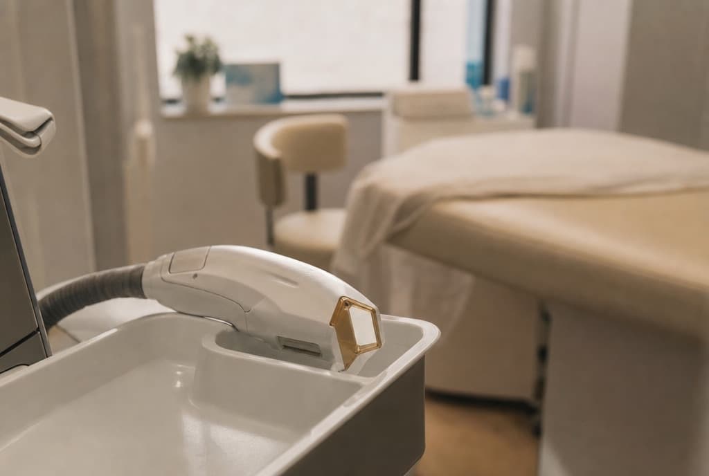 Dermatological laser device in a treatment room
