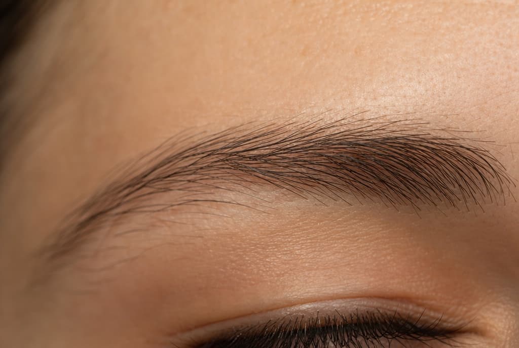 Close-up of healthy eyebrow hairs showing their natural direction