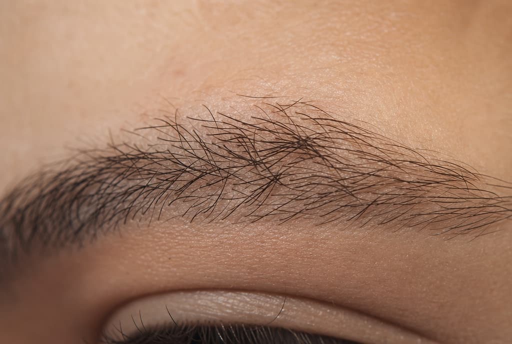 Eyebrow hairs growing in the wrong direction, standing up